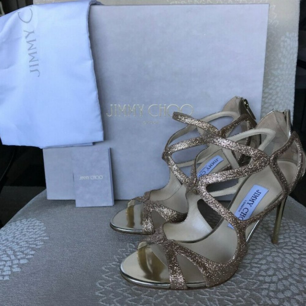 Jimmy Choo Leslie 100 Shoes - Sand/Champagne - Size 37.5 - Picture 6 of 8